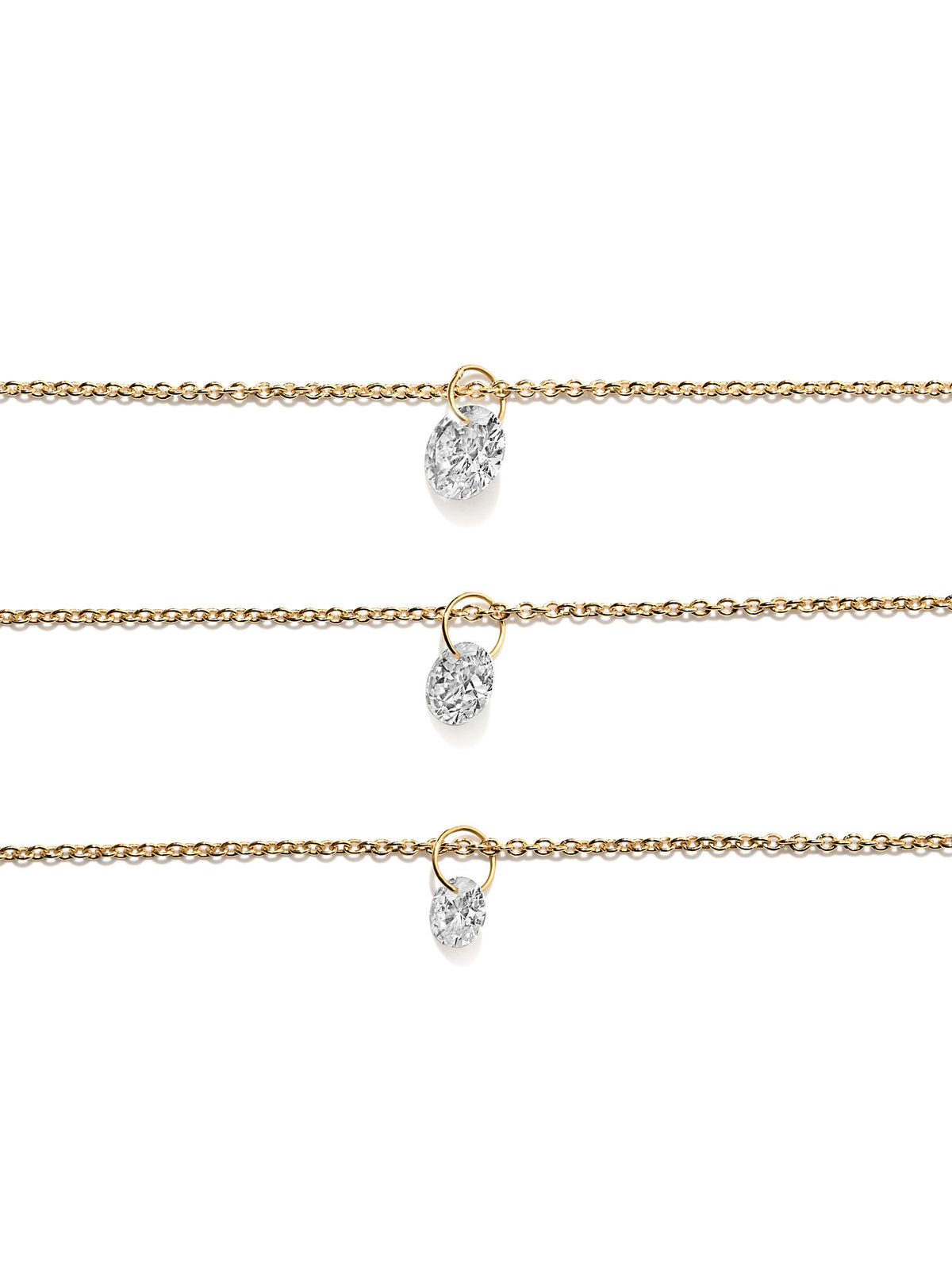 Gold Plated Necklace w. Floating Lab-Grown Diamond