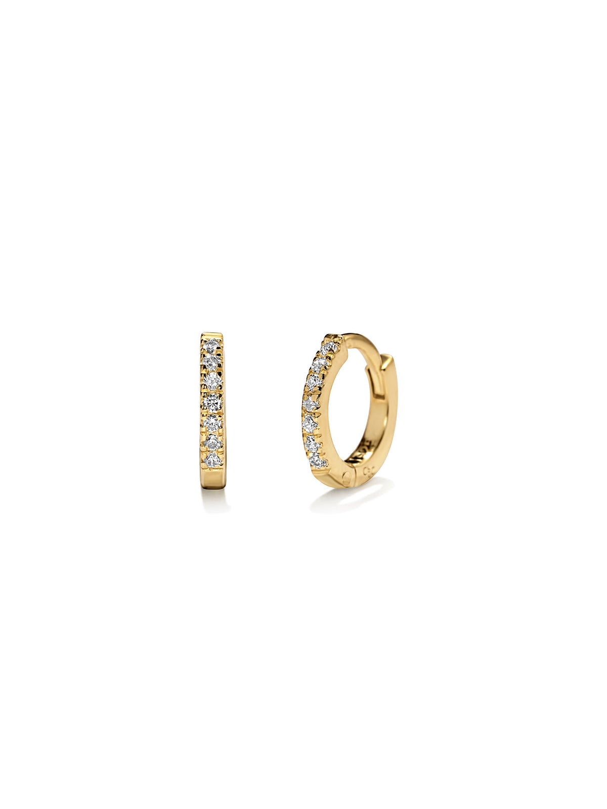Petite Vermeil Huggies W. White Zirconias