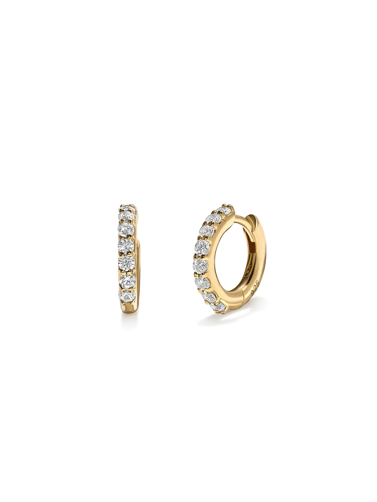 Mini Vermeil Huggies w. White Zirconias