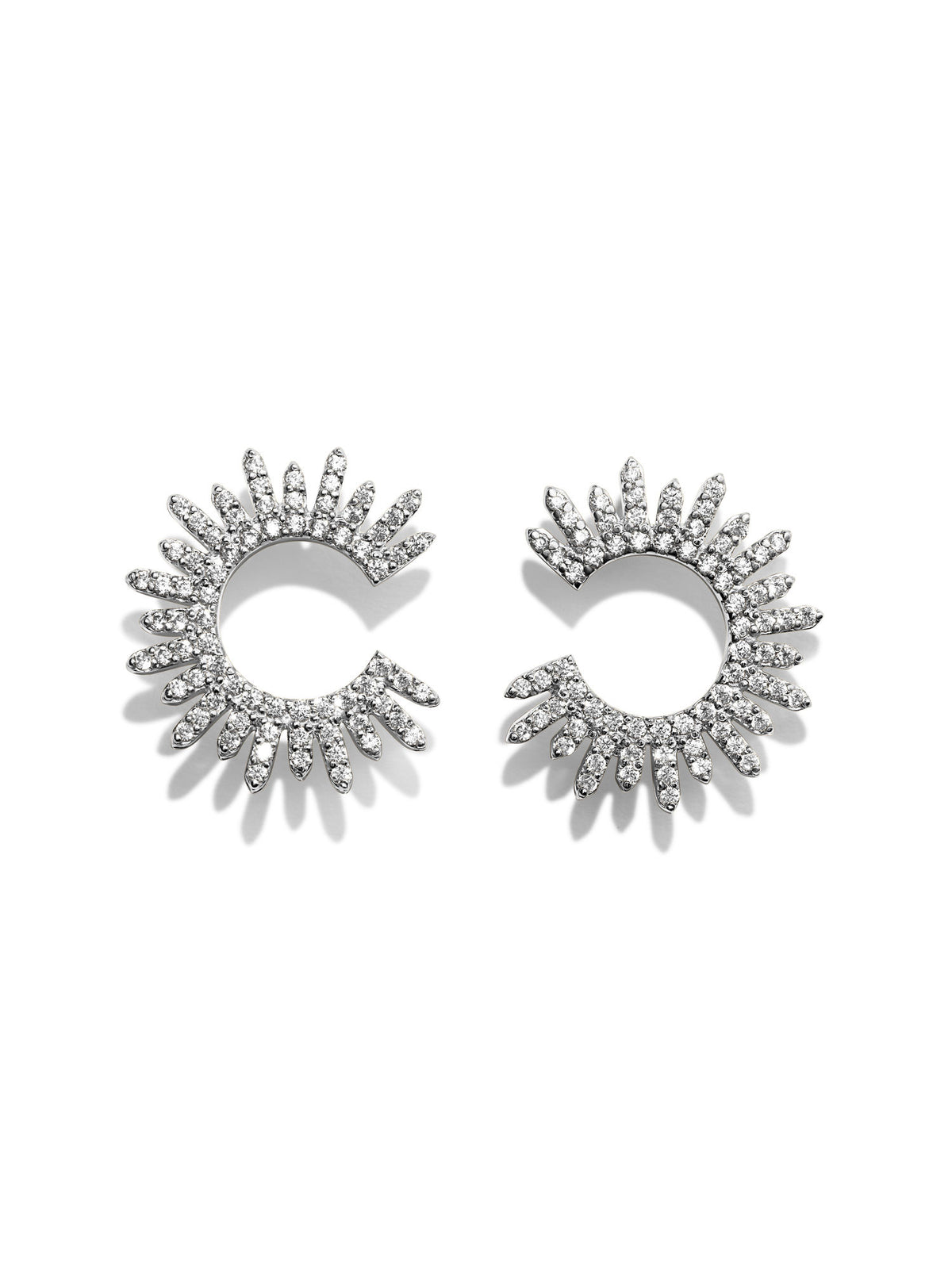 Mini Moon Star Silver Earrings w. White Zirconias