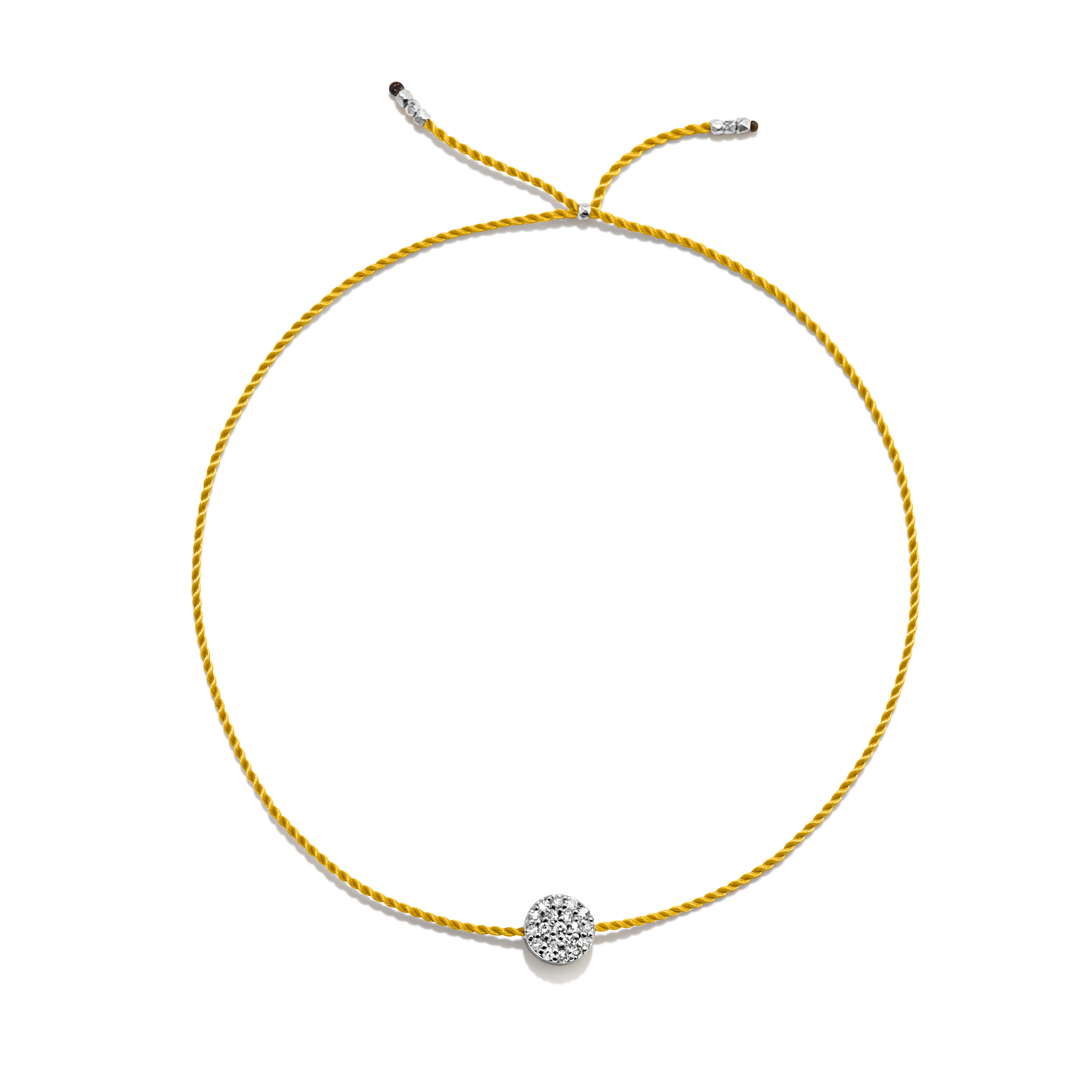 Tiny Silver Bracelet w. Diamond Disc
