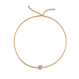 Winziges goldenes Vermeil Armband w. Diamantherz