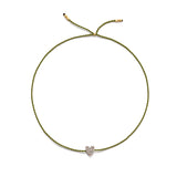 Winziges goldenes Vermeil Armband w. Diamantherz