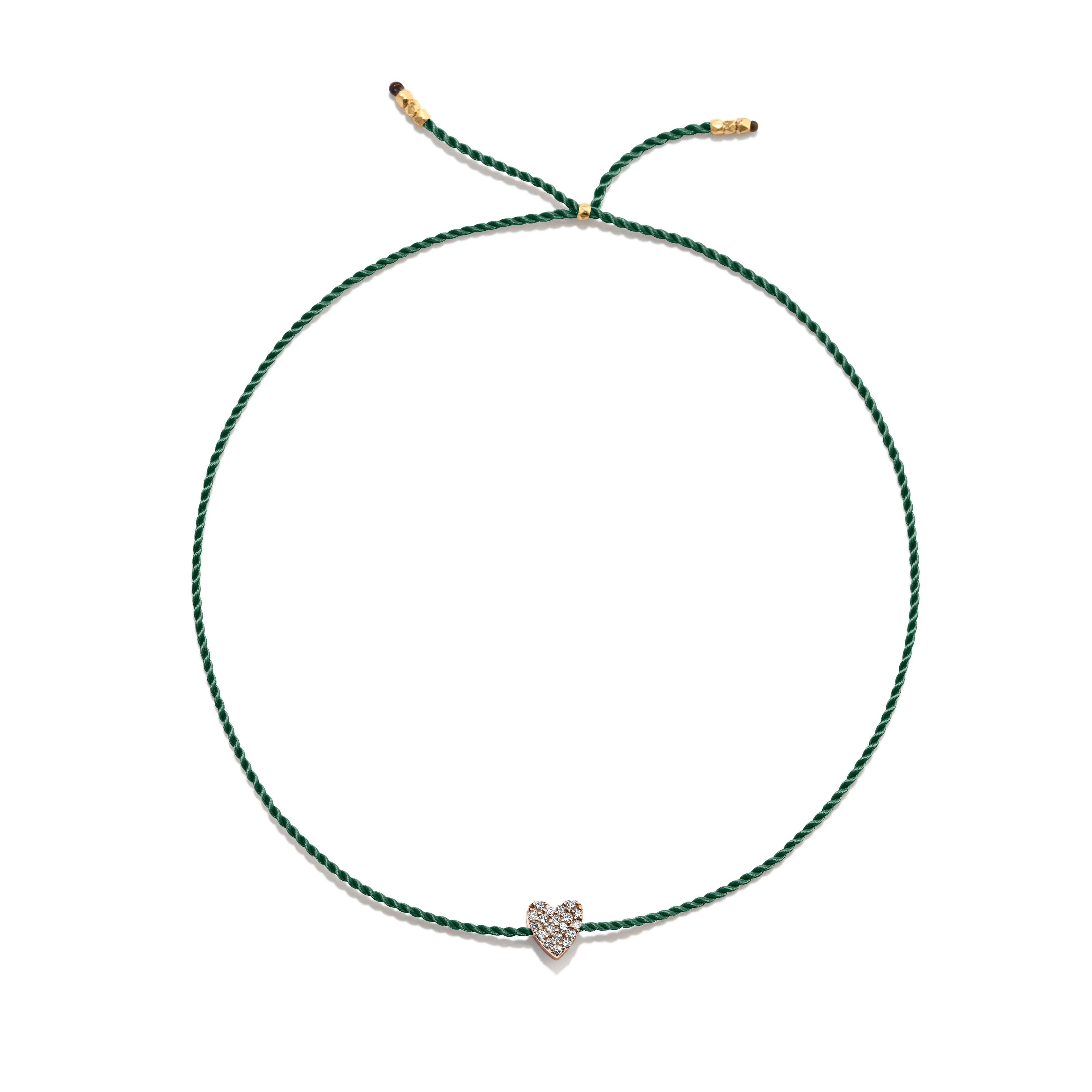Tiny Gold Vermeil Bracelet w. Diamond Heart