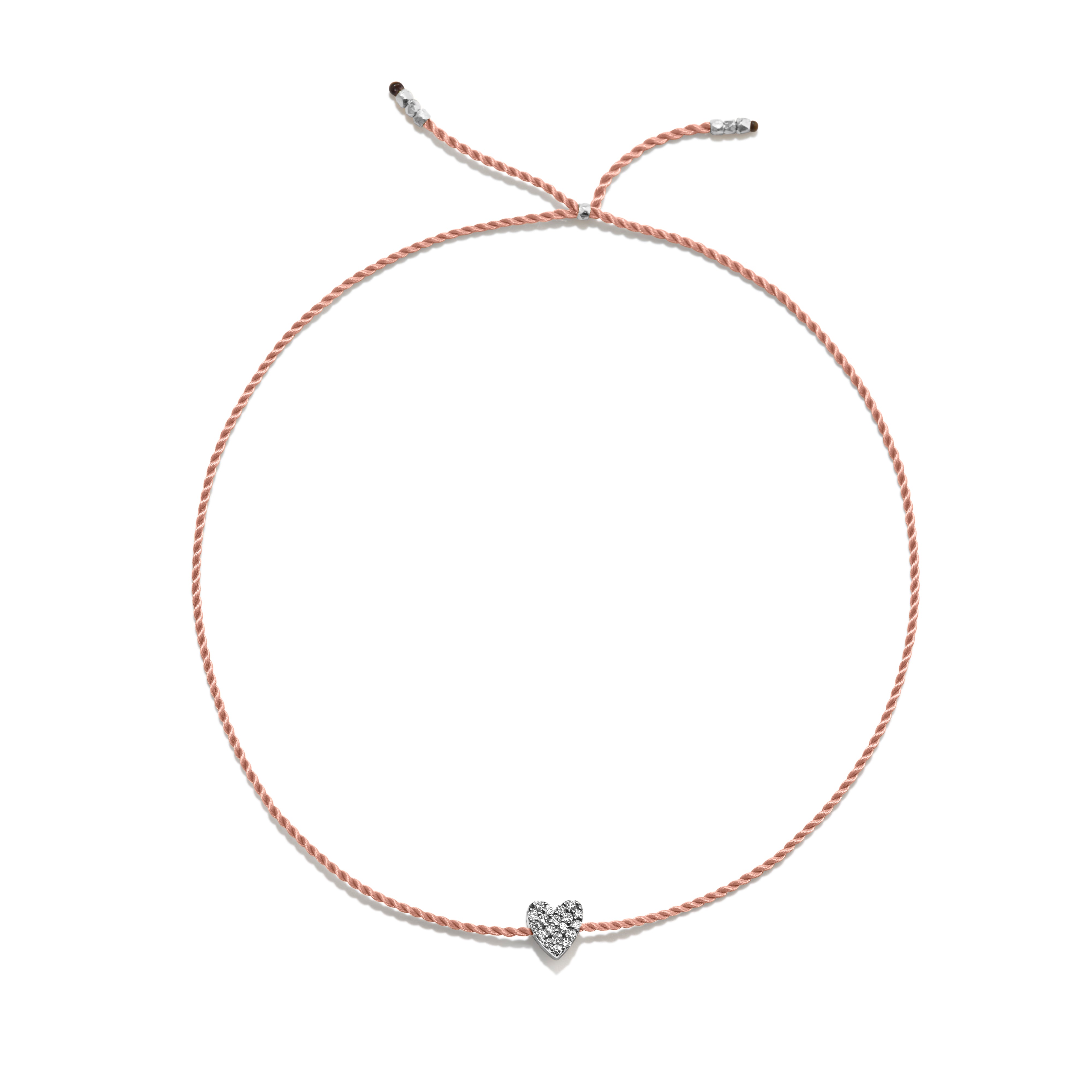 Tiny Silver Bracelet w. Diamond Heart
