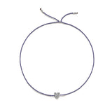 Tiny Silver Bracelet w. Diamond Heart