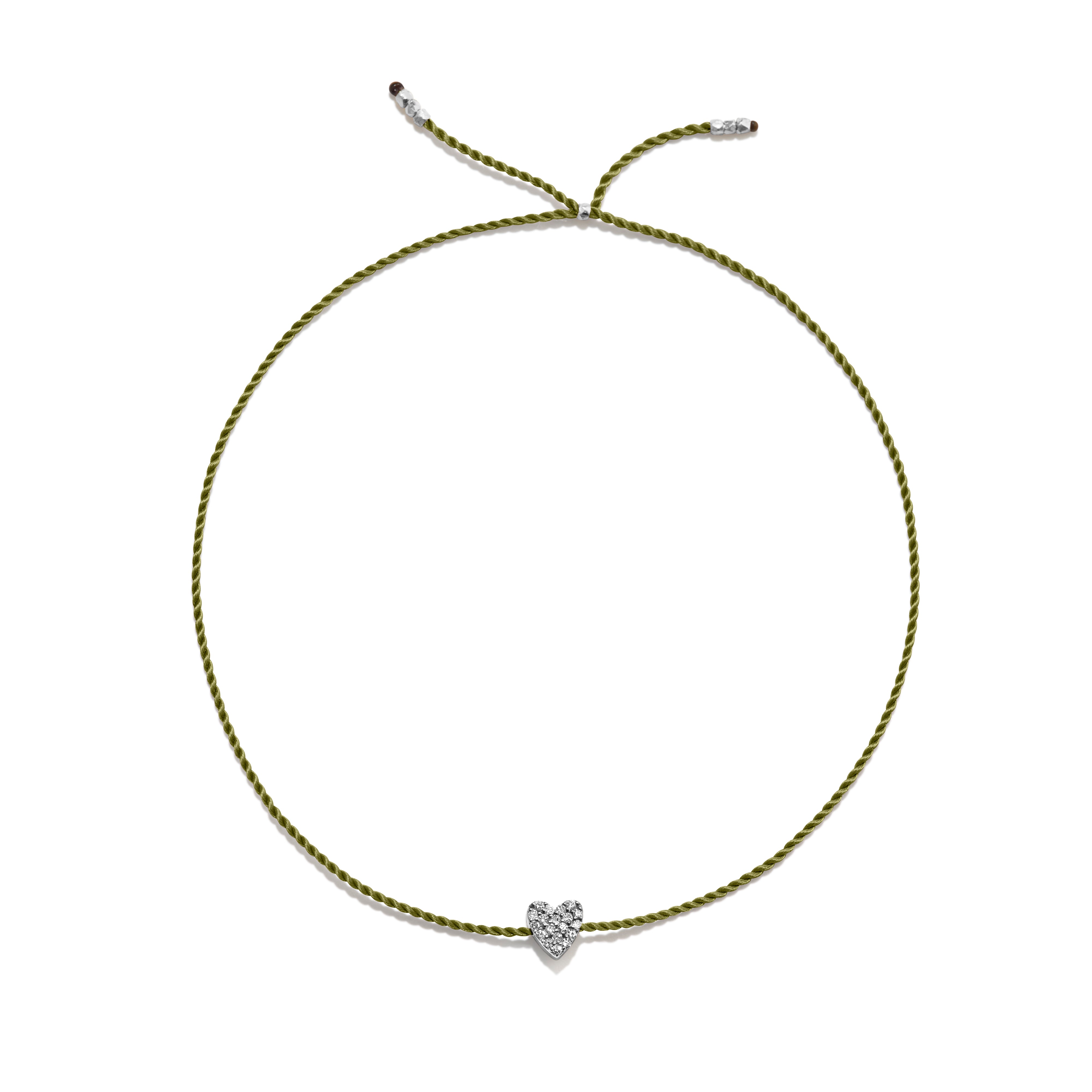 Tiny Sølv Armbånd m. Diamant Hjerte