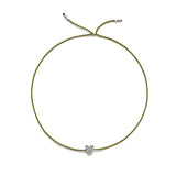 Tiny Silver Bracelet w. Diamond Heart