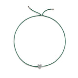 Tiny Silver Bracelet w. Diamond Heart