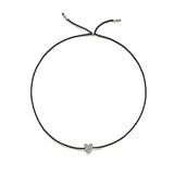 Tiny Silver Bracelet w. Diamond Heart