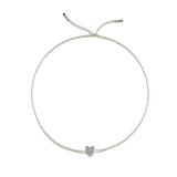 Tiny Silver Bracelet w. Diamond Heart