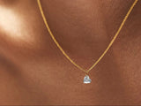 Gold Plated Necklace w. Floating Lab-Grown Heart Diamond