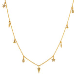 9 Charm Gold Plated Halskette w. Zirkonia