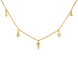 9 Charm Gold Plated Halskette w. Zirkonia