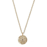 Small Gold Plated Diamond Disc Necklace w. Light Brown Diamonds