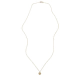 Small Gold Plated Diamond Disc Necklace w. Light Brown Diamonds