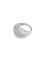 Ribbed VOID Silver Ring w. Zirconias