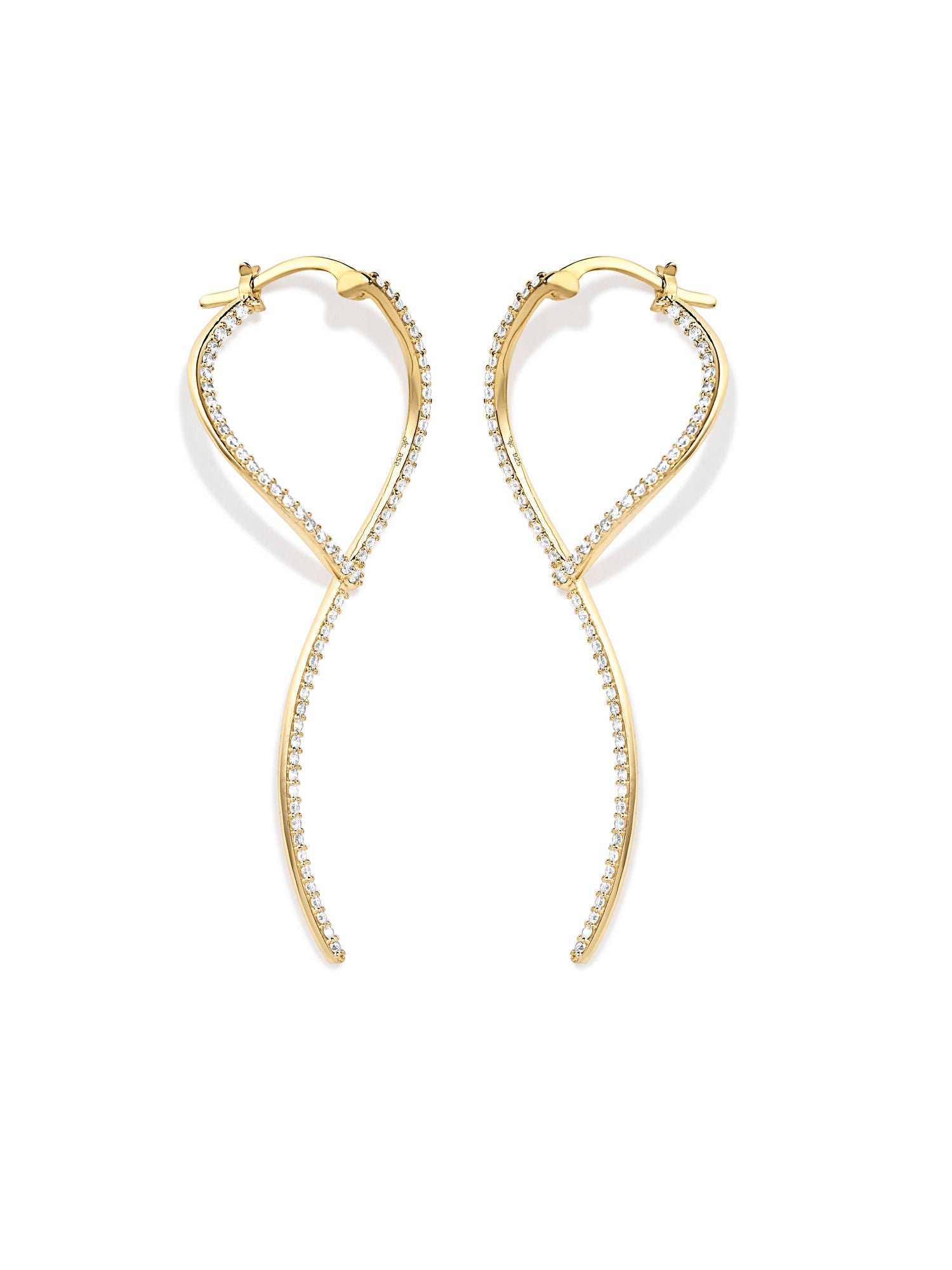 Loop 18K Gold Plated Earrings w. Zirconias