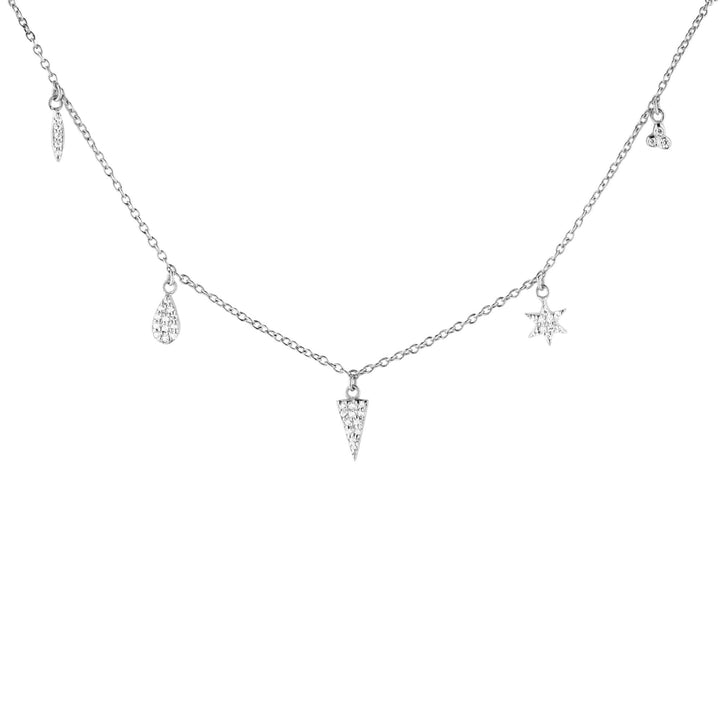 5 Charm White Rhodium auf Silberkette w. Zirkonia