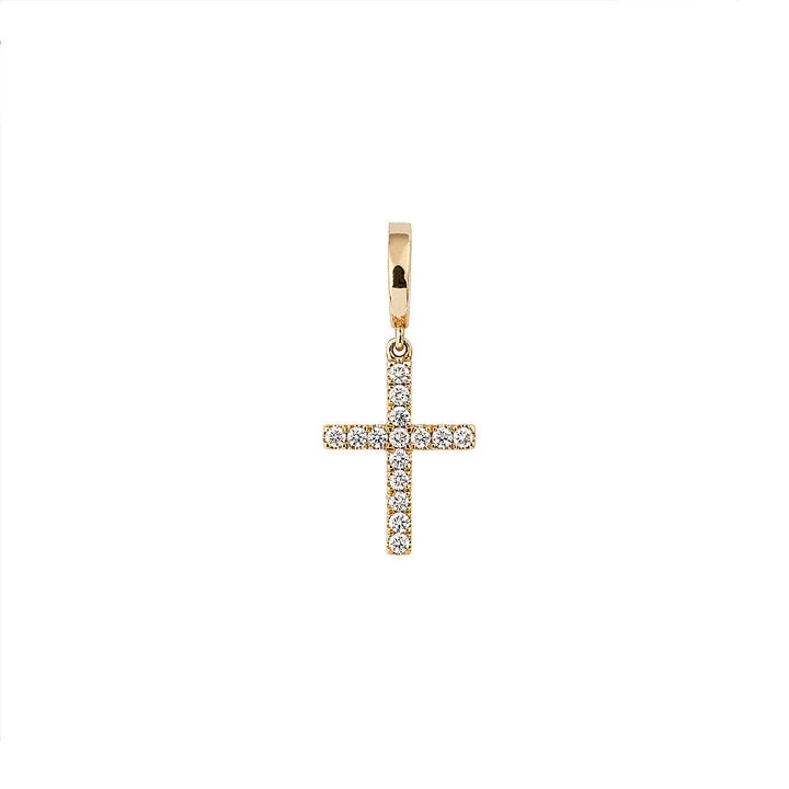 Cross 18K Gold or Whitegold Charm w. Diamonds