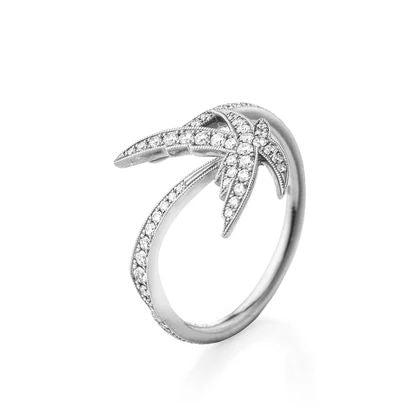 Dream Palm 18K Gold, Rosegold or Whitegold Ring w. Diamonds