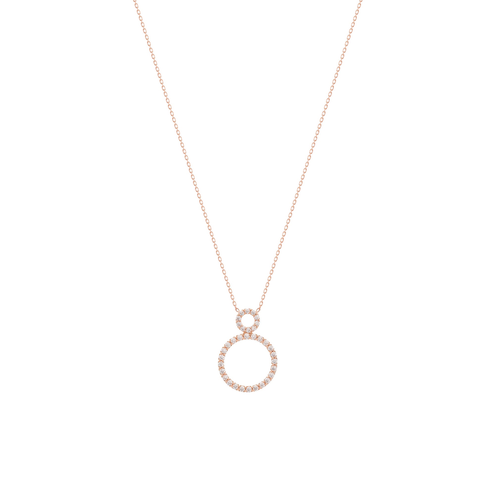 Circle 18k Rose Guld Halskæde m. Diamanter