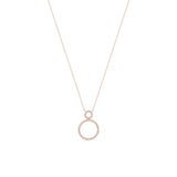 Circle 18K Rose Gold Necklace w. Diamonds