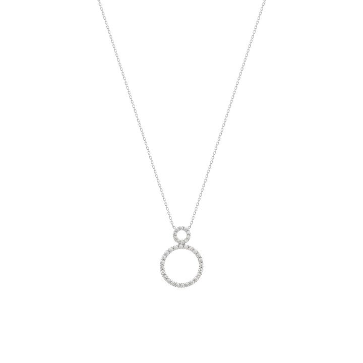 Kreis 18K Weißgold Halskette w. Diamanten