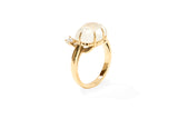 Cloud 18K Gold Ring w. Milkey Quartz & Diamond