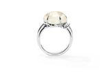 Cloud 18K Hvidguld Ring m. Milky Kvarts & Diamant