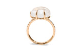 Wolkenpavé 18K Rosengold Ring w. Milkey Quartz & Diamanten