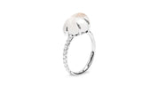 Cloud Pavé 18K Whitegold Ring w. Milkey Quartz & Diamonds