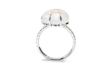 Cloud Pavé 18K Whitegold Ring w. Milkey Quartz & Diamonds