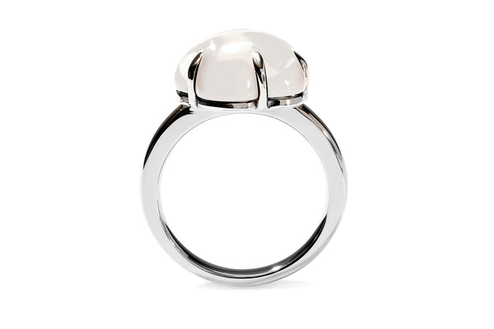 Cloud 18K Hvidguld Ring m. Milky Kvarts