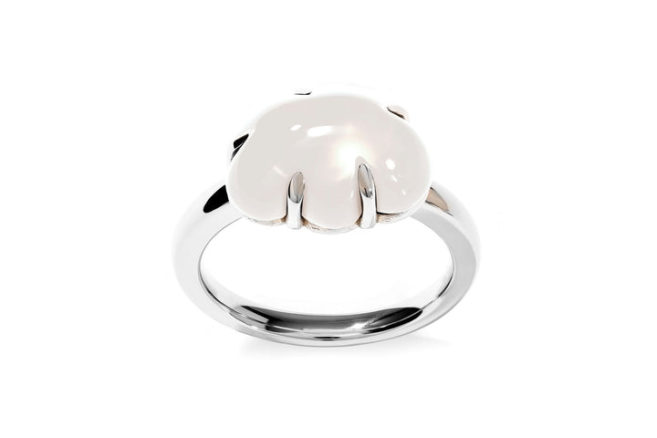 Cloud 18K Hvidguld Ring m. Milky Kvarts