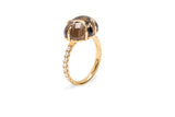 Cloud Pavé 18K Gold Ring w. Smokey Quartz & Diamonds
