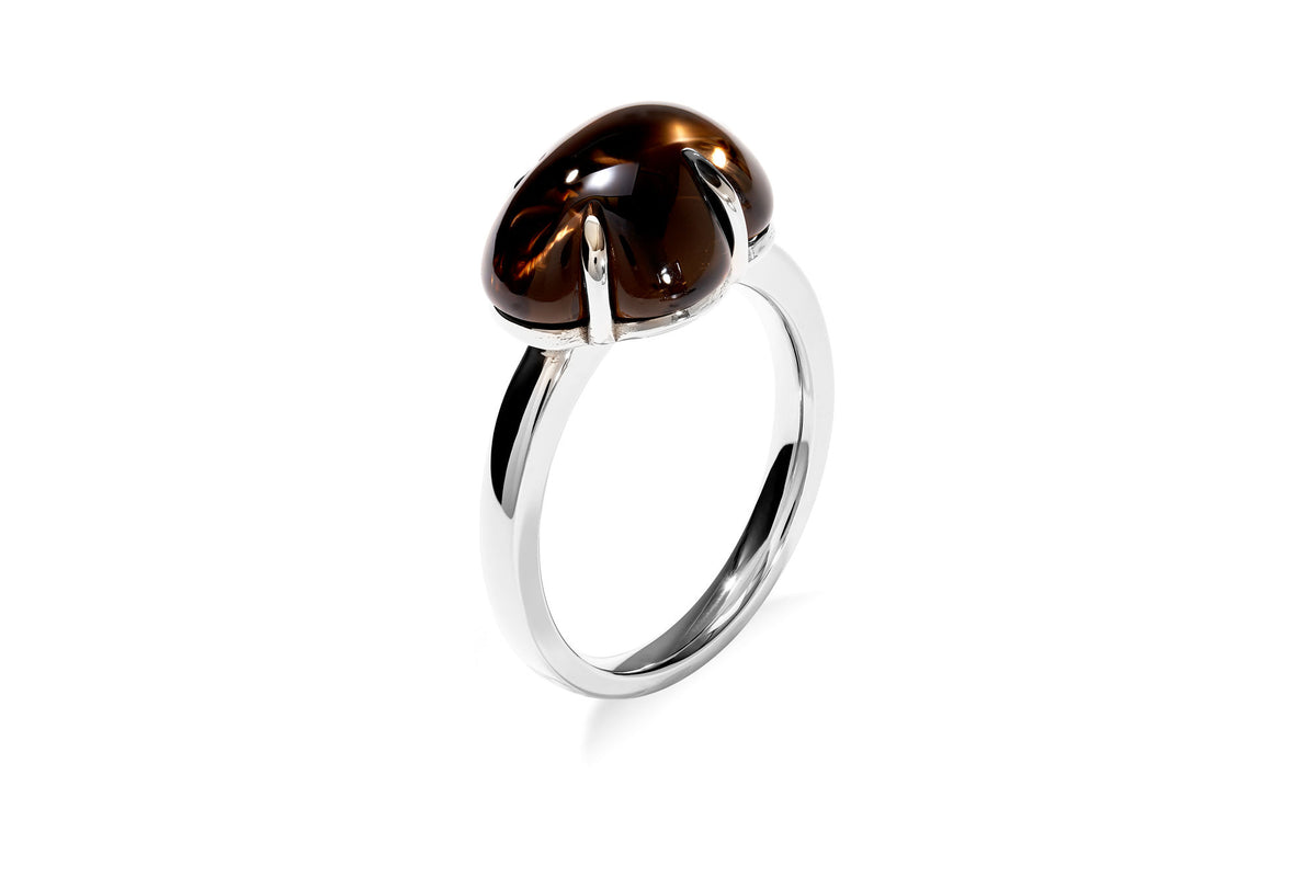 Cloud 18K Whitegold Ring w. Smokey Quartz