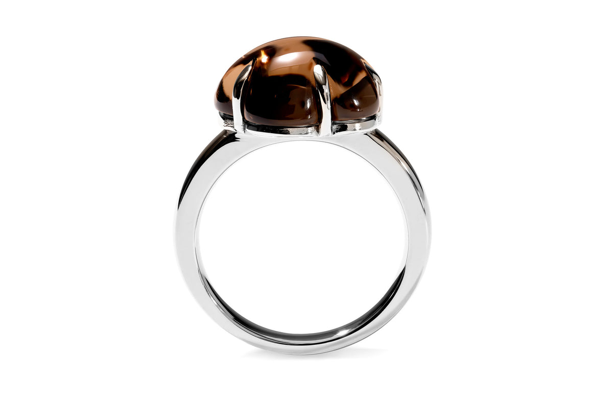 Cloud 18K Whitegold Ring w. Smokey Quartz