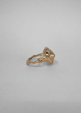 Cochlea Grande 14K Gold Ring w. Pavé & Center Diamonds