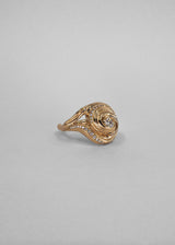 Cochlea Grande 14K Gold Ring w. Pavé & Center Diamonds