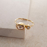 Cocktail 18K & 22K Gold Ring w. Sapphire & Diamonds