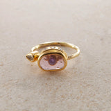 Cocktail 18K & 22K Gold Ring w. Sapphire & Diamond