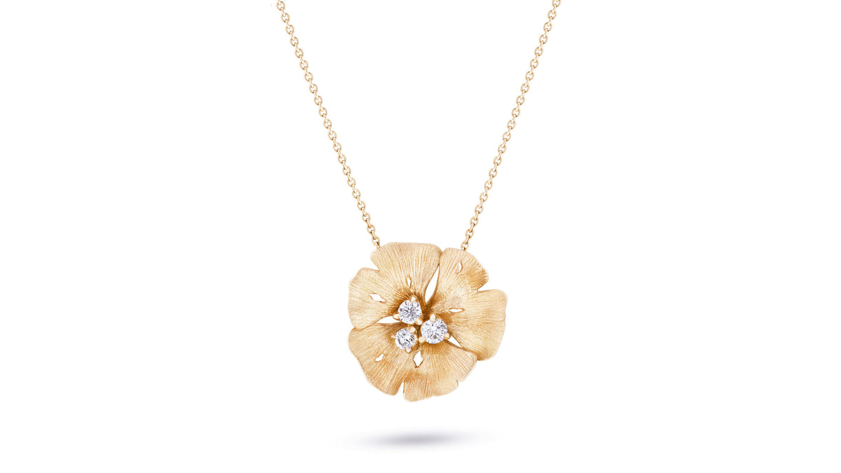 collier ginkgo mm or jaune face