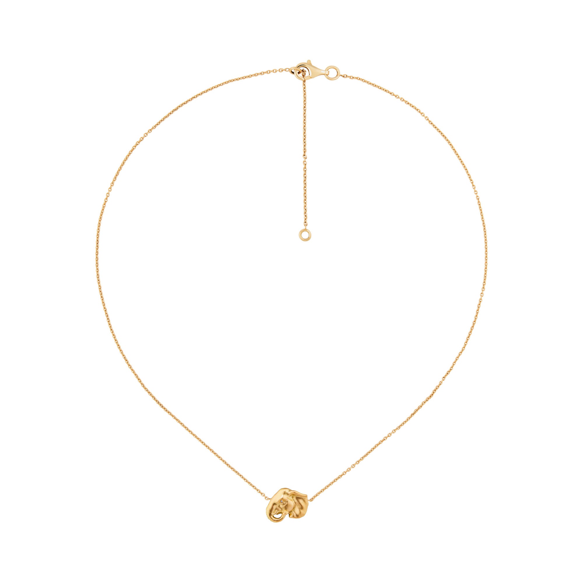 Lucky Elephant 18K Gold Necklace w.Diamonds