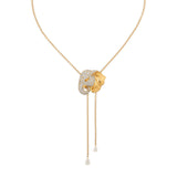 Elephant Neglige 18K Gold Necklaces & Brooche w. Lab-Grown Diamond