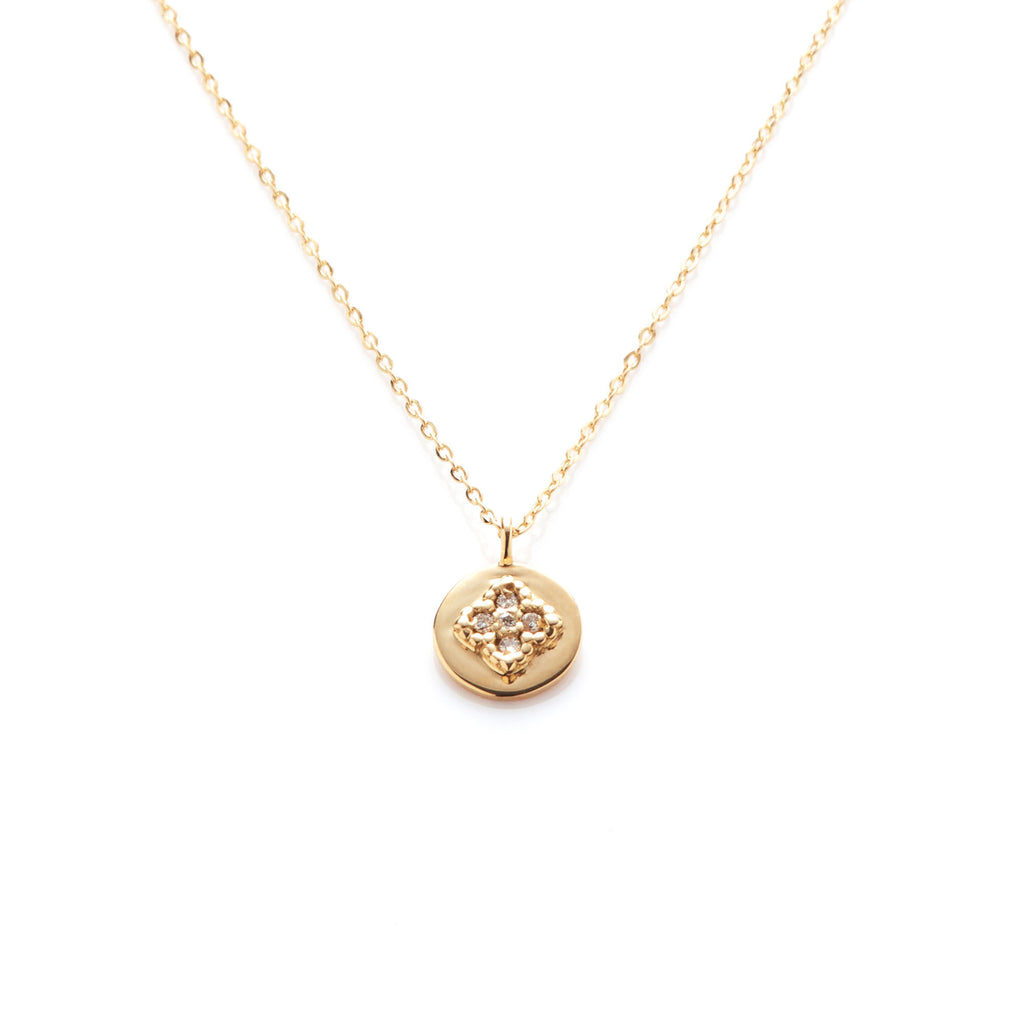 Nina Mini 18K Gold Necklace w. Diamonds