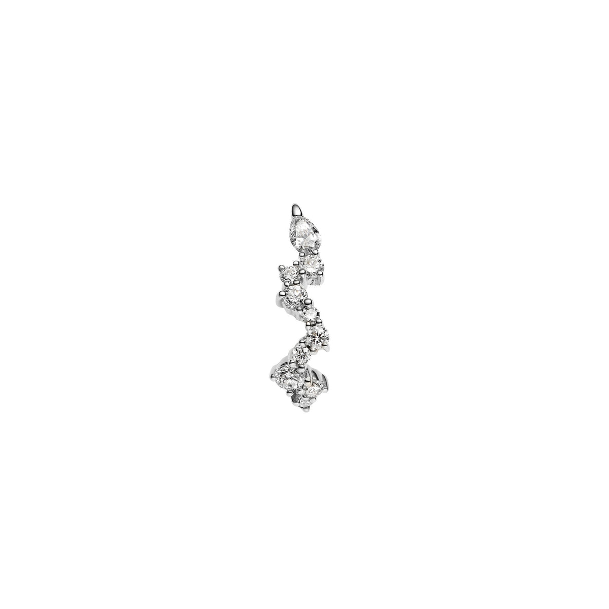 Concrete Sky 14K White Gold Huggie w. Lab-Grown Diamonds