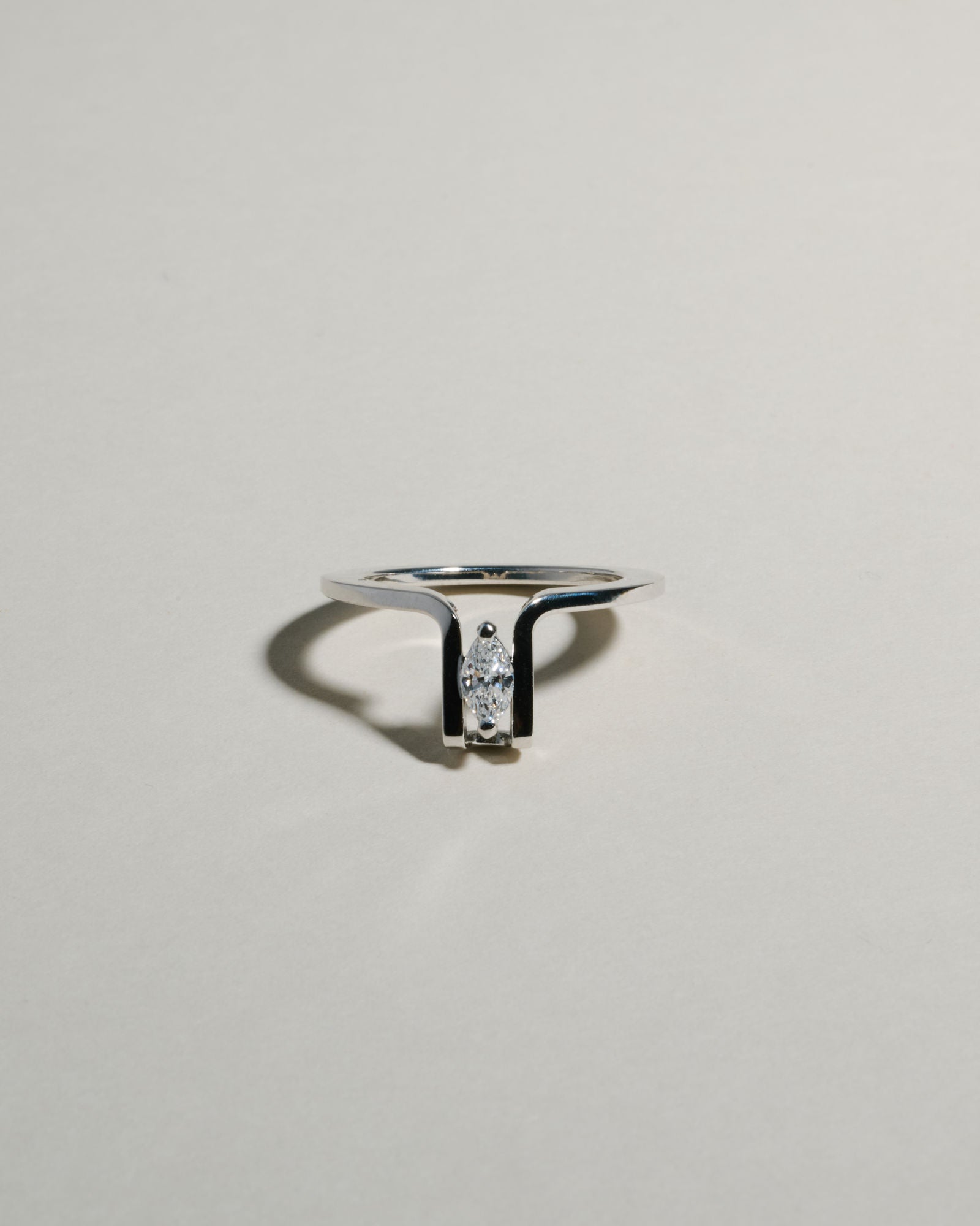 LIL Rhodium Plated Silver Oura Cover Ring w. Marquise Lab-Grown Diamond