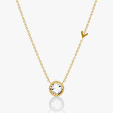 Arrow Station Gold Necklace w. Round Cut Lab-Grown Diamond