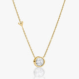 Arrow Station Gold Necklace w. Round Cut Lab-Grown Diamond